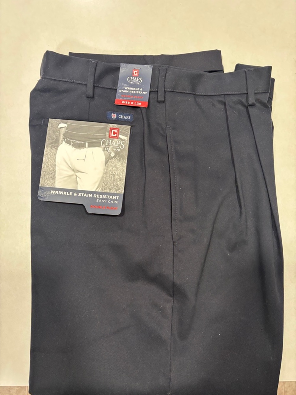 Chaps Navy Men's Dress Pants - Pleated Front altered to 36 waist black pants